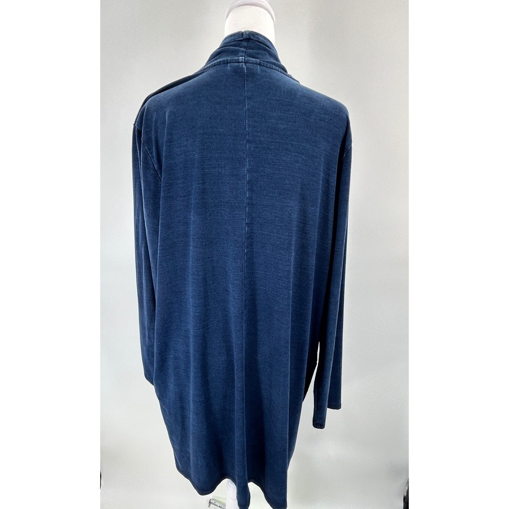 Pure Jill Indigo Blue Lyocell Blend Drape Front Button Cardigan Sweater Womens L - Picture 4 of 10